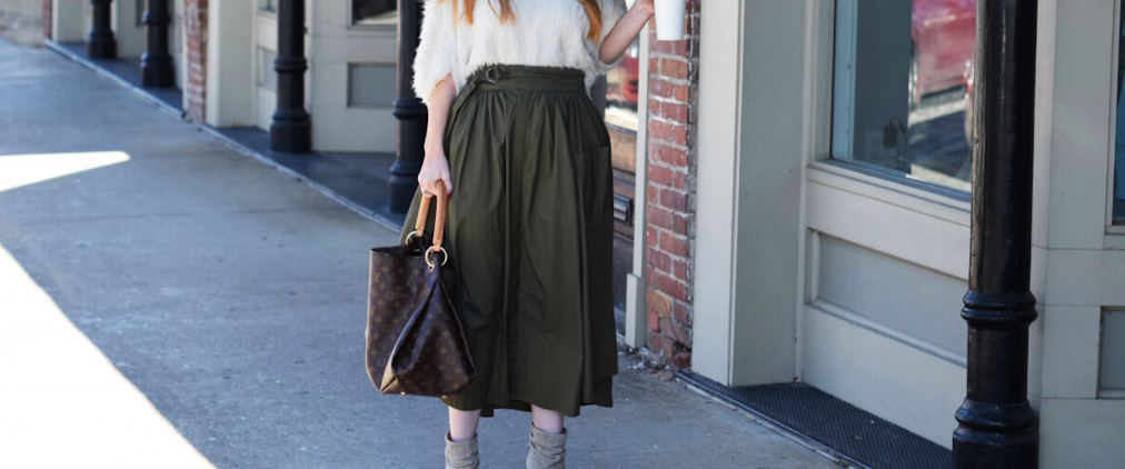 high-waisted midi skirt